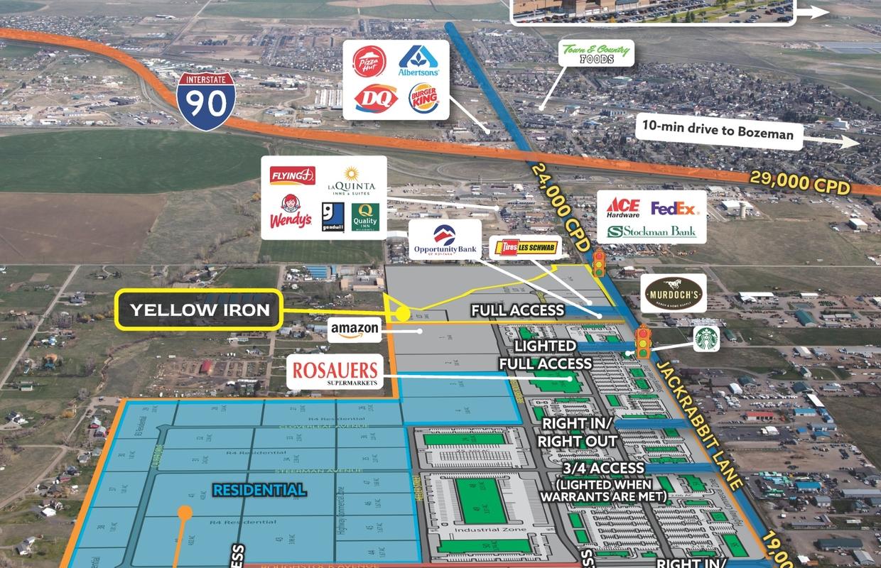 Overlooking the development.